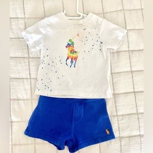 Ralph Lauren 9 month old short and t-shirt set